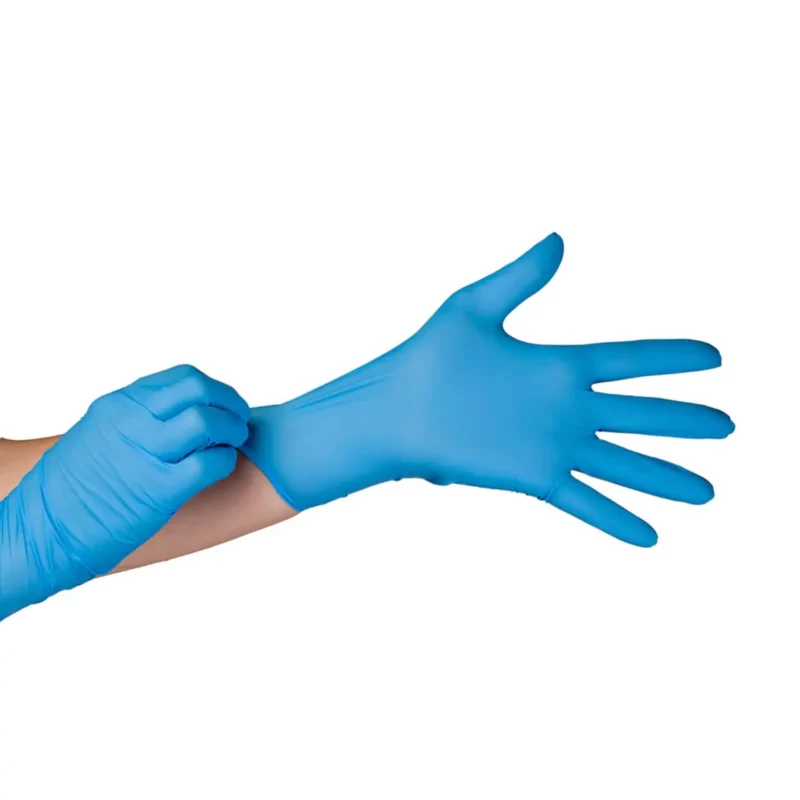 Blue disposable nitrile gloves for medical examination